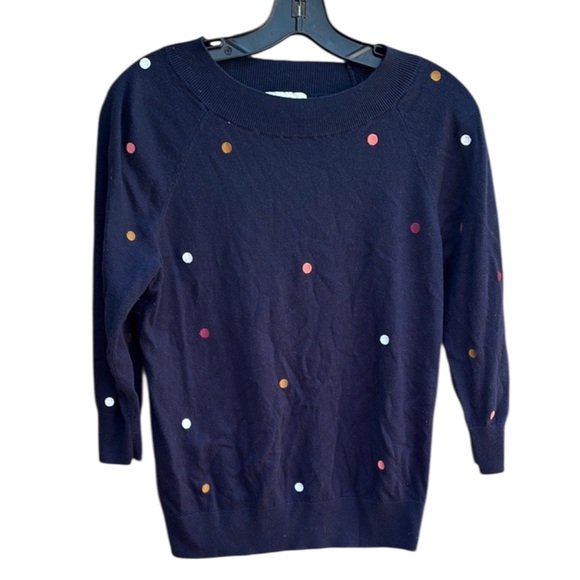 loft outlet Sweaters - LOFT Blue lightweight Crew Neck Sweater with Polka Dots size small